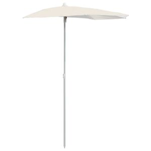 vidaXL Guarda-sol semicircular com mastro 180x90 cm cor areia