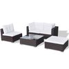 vidaXL 5 pcs conjunto lounge jardim c/ almofad&otilde;es vime PE castanho