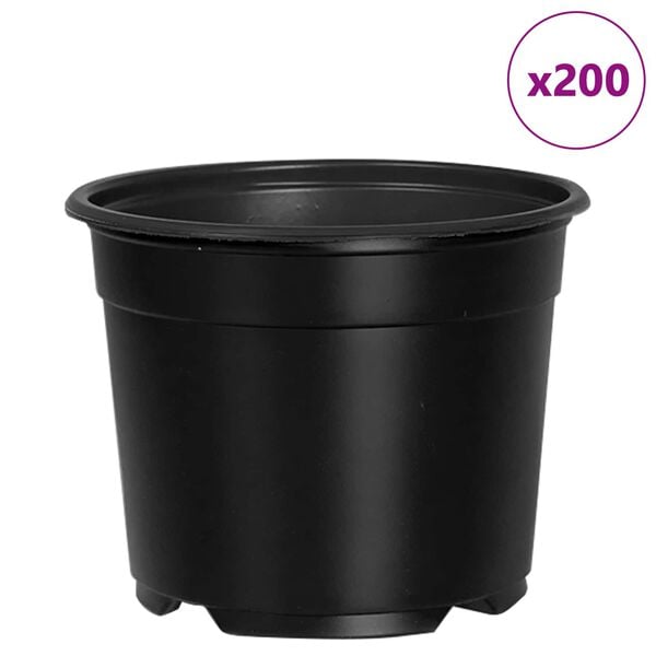 vidaXL Vaso de Flores 200 pcs Preto &Oslash; 15 x 12.5 cm Pl&aacute;stico