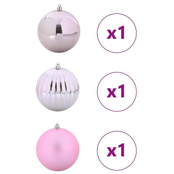 vidaXL Conjunto de Bolas de Natal XXL 3 pcs Rosa Pl&aacute;stico