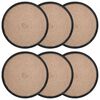 vidaXL Sousplat de Juta 6 pcs Natural e Preto &Oslash; 30 cm 100% Juta Tossa