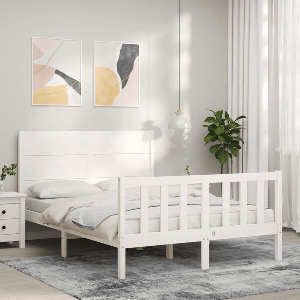 vidaXL Cama sem colch&atilde;o 140x200 cm madeira de pinho maci&ccedil;a branco