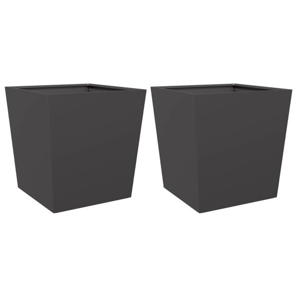 vidaXL Vaso/floreira de jardim 2 pcs 50x50x50 cm a&ccedil;o preto