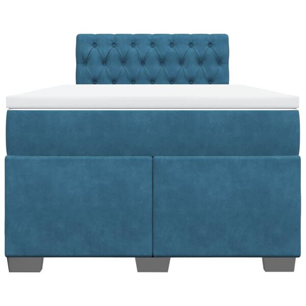 vidaXL Cama boxspring com colch&atilde;o 120x190 cm veludo azul-escuro