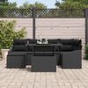 vidaXL Conjunto de Sof&aacute; de Jardim com almofada 7 pcs Preto
