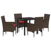 vidaXL Conjunto de Mesa e Cadeiras 5 unid. Marrom e Vermelho