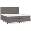vidaXL Cama com molas/colch&atilde;o 200x200 cm couro artificial cinzento