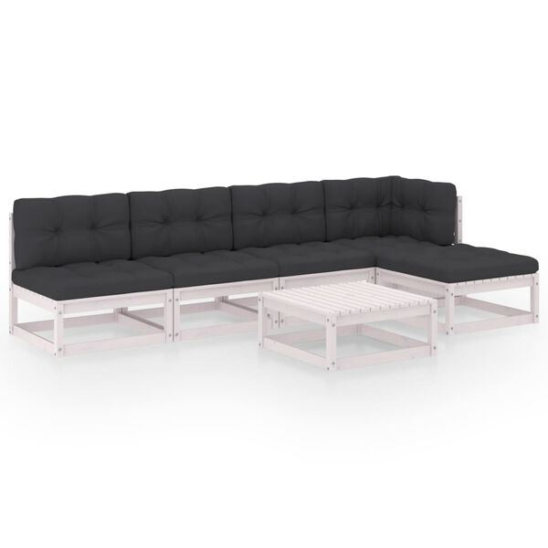 vidaXL 6 pcs conjunto lounge de jardim com almofad&otilde;es pinho maci&ccedil;o