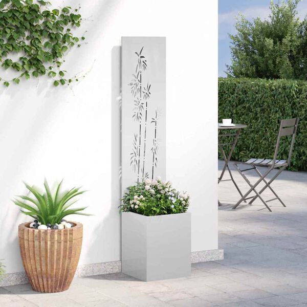 vidaXL Tela de Privacidade para Jardim Floral Prateado 32 x 150 cm