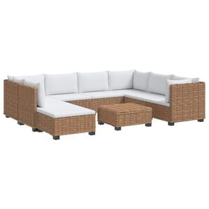vidaXL 9 unid. Conjunto de Lounge de Rattan com Almofadas GENDT