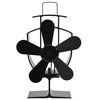 vidaXL Ventilador de fog&atilde;o alimentado a calor 5 l&acirc;minas preto