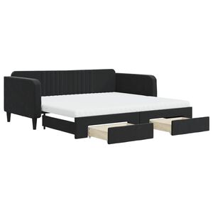 vidaXL Sof&aacute;-cama com gavet&atilde;o e gavetas 100x200 cm veludo preto