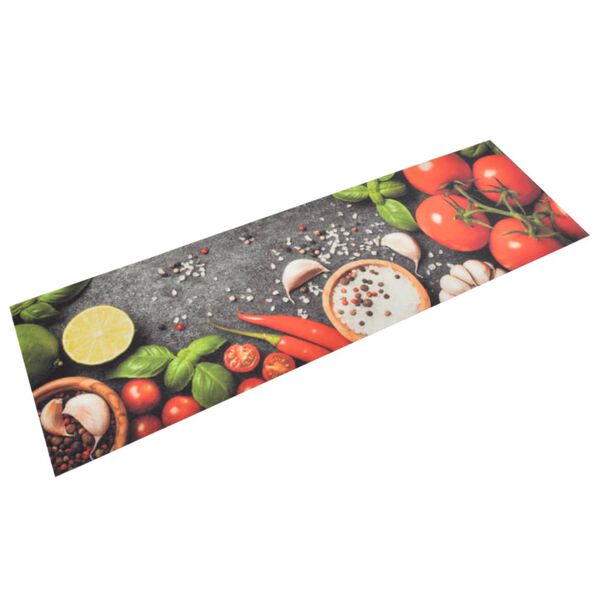 vidaXL Tapete de cozinha lavável 45x150 cm veludo padrão vegetais