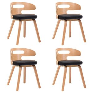 vidaXL Cadeiras jantar 4 pcs madeira curvada e couro artificial preto