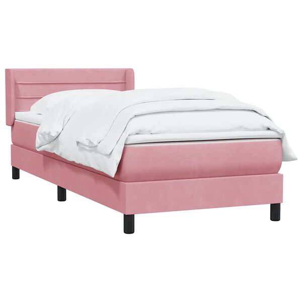 vidaXL Cama com molas/colch&atilde;o rosa 90x210 cm veludo