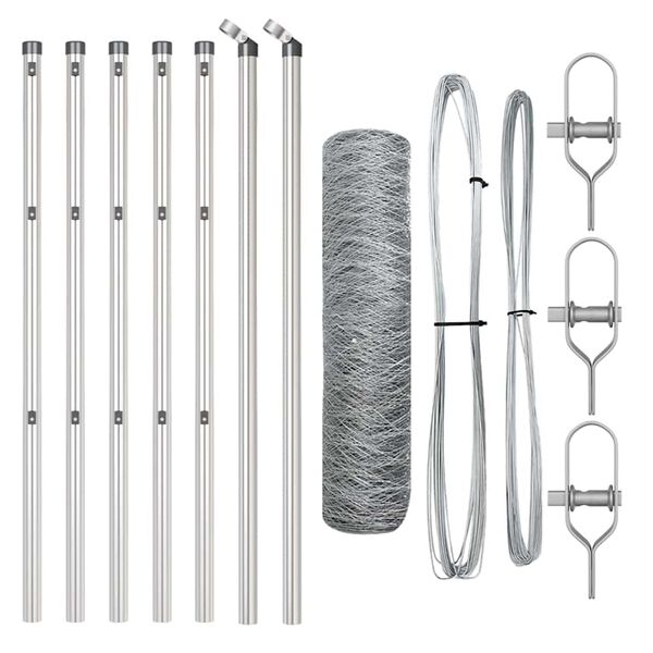 vidaXL Poste de Cerca Prateado 10 x 0,6 m (malha de 36 mm) A&ccedil;o