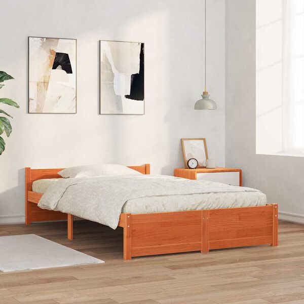 vidaXL Estrutura da Cama Marrom Cera 205.5 x 95.5 x 51 cm