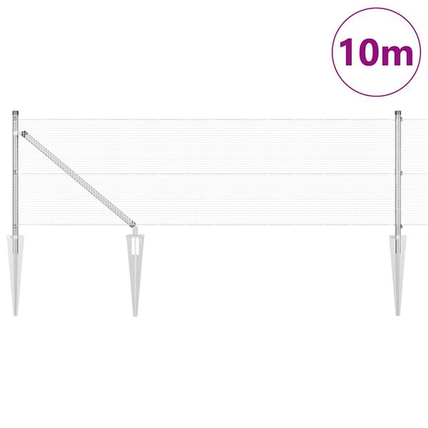 vidaXL Poste de Cerca Prateado 10 x 0,6 m (malha de 12 x 12 mm) A&ccedil;o