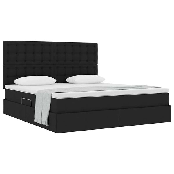vidaXL Cama com arruma&ccedil;&atilde;o e colch&atilde;o Preto 160 x 200 cm Poli&eacute;ster