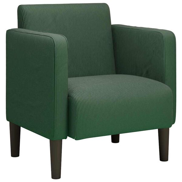 vidaXL Poltrona com apoio de bra&ccedil;os 54 cm tecido corduroy verde escuro