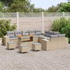 vidaXL Conjunto de Sof&aacute; de Jardim 14 pcs Bege e Cinza Claro vime PE