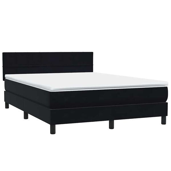 vidaXL Cama com molas/colch&atilde;o 140x210 cm veludo preto