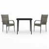 vidaXL 3 pcs conjunto de jantar para jardim cinzento e preto