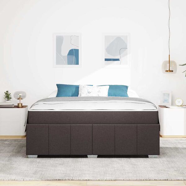vidaXL Estrutura da Cama com colch&atilde;o Marrom Escuro 180 x 200 cm tecido
