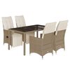 vidaXL 5 pcs conjunto de bistr&ocirc; para jardim c/ almofad&otilde;es vime PE bege