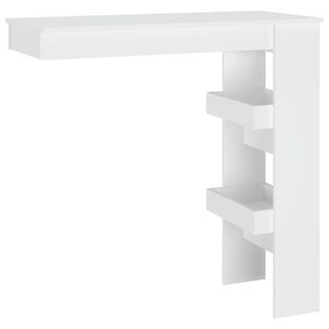vidaXL Mesa de bar p/ parede 102x45x103,5 cm derivados madeira branco