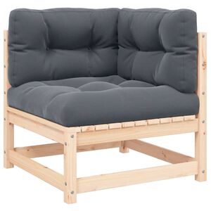 vidaXL Sof&aacute; de canto p/ jardim c/ almofad&otilde;es pinho maci&ccedil;o antracite
