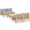 vidaXL 5 pcs conjunto lounge de jardim c/ almofad&otilde;es cinzentos pinho