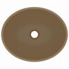 vidaXL Lavat&oacute;rio luxuoso formato oval 40x33 cm cer&acirc;mica creme mate