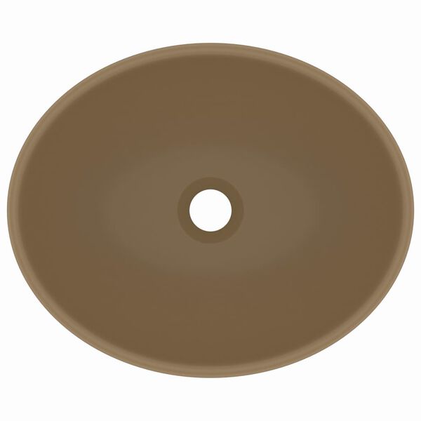 vidaXL Lavat&oacute;rio luxuoso formato oval 40x33 cm cer&acirc;mica creme mate