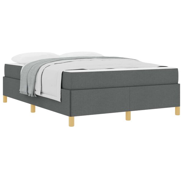 vidaXL Estrutura da Cama com colch&atilde;o Cinza Escuro 140 x 200 cm tecido