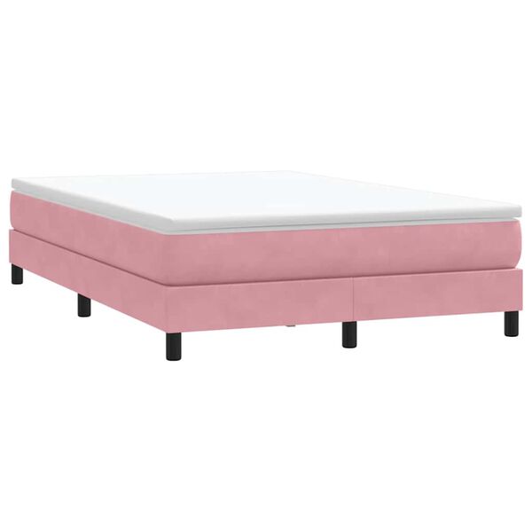 vidaXL Cama com molas sem colch&atilde;o 140x220 cm veludo rosa