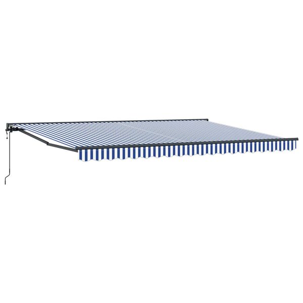 vidaXL Toldo Retr&aacute;til Azul e Branco 450 &times; 300 cm Poli&eacute;ster e Metal