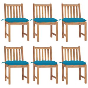 vidaXL Cadeiras de jardim 6 pcs c/ almofad&otilde;es madeira de teca maci&ccedil;a