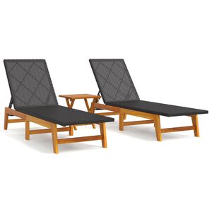 vidaXL 3 pcs conjunto lounge para jardim vime PE e ac&aacute;cia maci&ccedil;a
