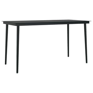 vidaXL Mesa de jantar para jardim 140x70x74 cm aço e vidro preto