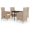 vidaXL 5 pcs conjunto de jantar para jardim com almofad&otilde;es bege
