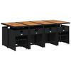 vidaXL 13 pcs conjunto de jantar p/jardim com almofad&otilde;es vime PE preto