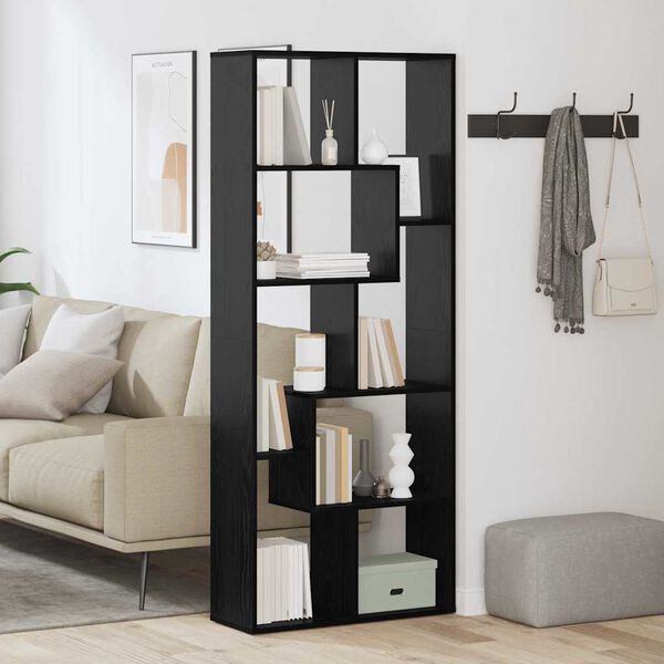 vidaXL Gabinete de Livros Carvalho Preto 67 x 25 x 162 cm