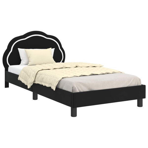 vidaXL Estrutura de Cama Infantil com Cabeceira Preto 90 x 200 cm