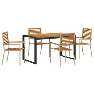 vidaXL Conjunto de Jantar para Jardim 5 unid. Bege e Marrom vime PE
