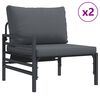 vidaXL Conjunto de Sof&aacute; de Jardim com almofada 6 pcs Preto A&ccedil;o