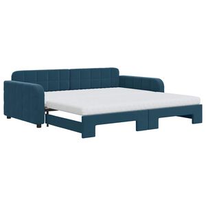 vidaXL Sof&aacute;-cama com gavet&atilde;o e colch&otilde;es 100x200 cm veludo azul