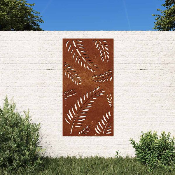 vidaXL Decora&ccedil;&atilde;o p/ muro de jardim 105x55 cm a&ccedil;o corten design folhas