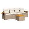 vidaXL 5 pcs conjunto de sof&aacute;s p/ jardim com almofad&otilde;es vime PE bege