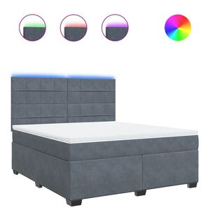 vidaXL Cama com molas/colch&atilde;o 180x200 cm veludo cinzento-escuro